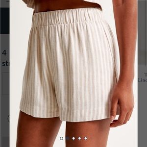 NWT Abercrombie & Fitch linen blend pull-on shorts Tan Stripe